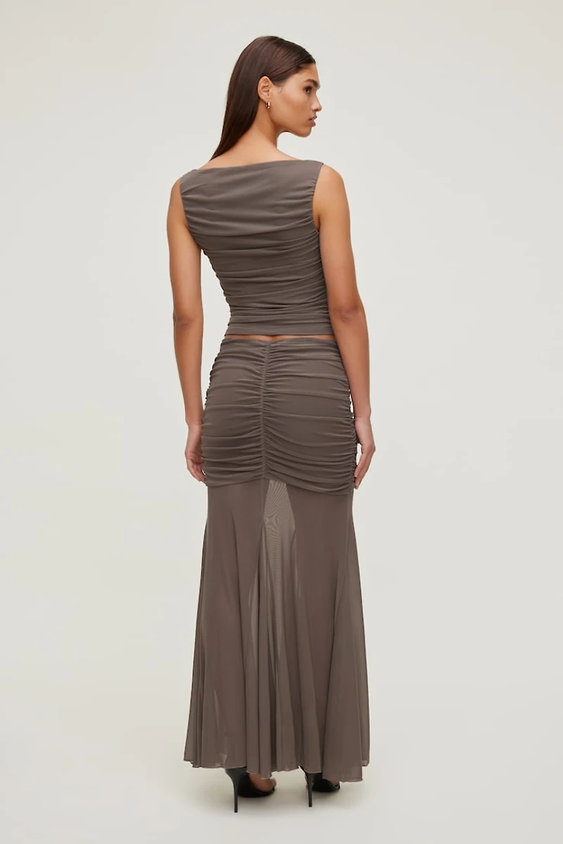 Camisole froncée en maille à col bateau
