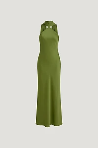 Halter Scarf Satin Maxi Dress