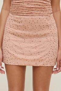 Beaded Mesh Mini Skirt
