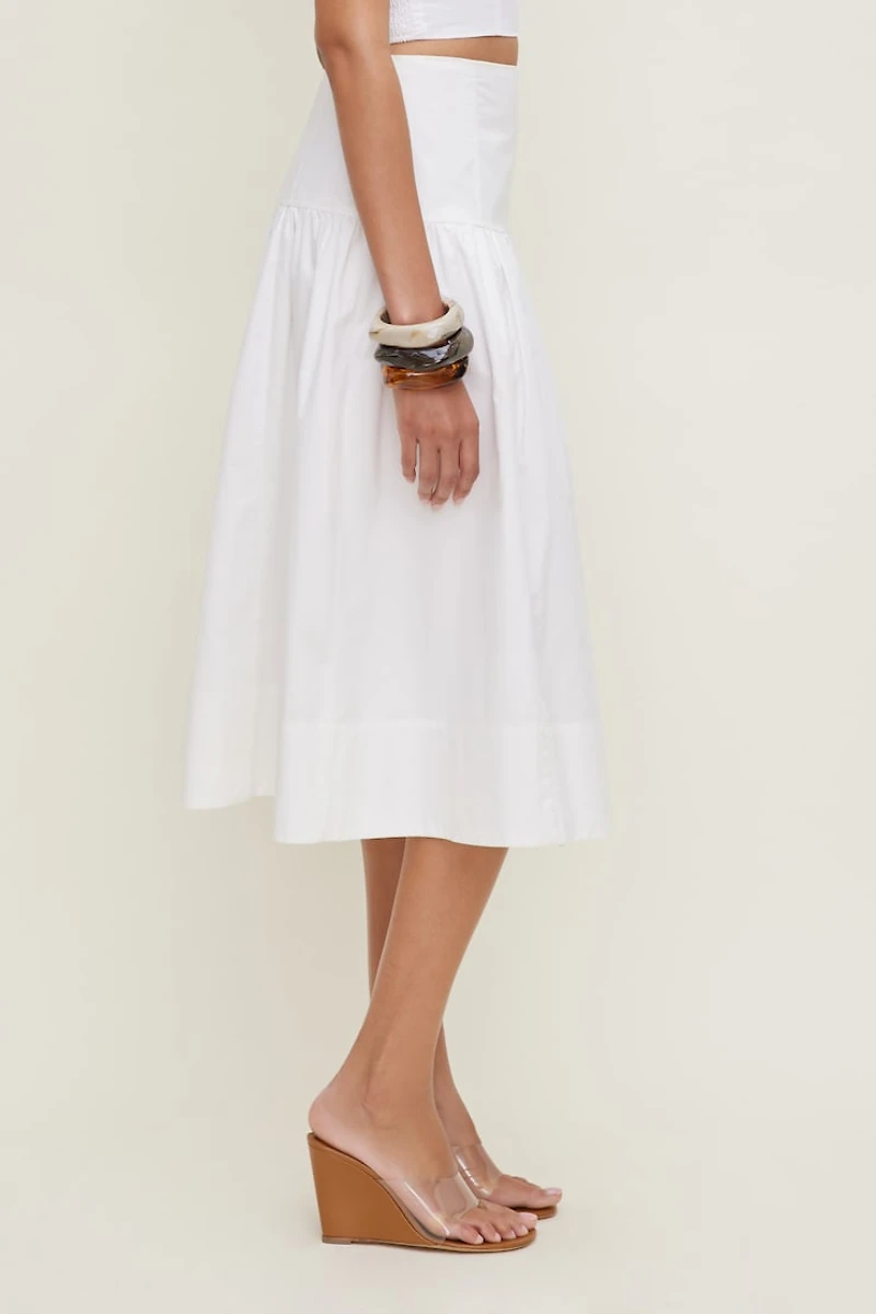Drop Waist Poplin Midi Skirt