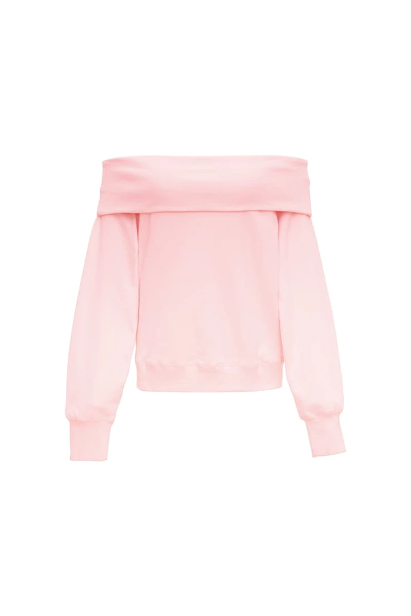SoftTerry Foldover Off Shoulder Sweatshirt