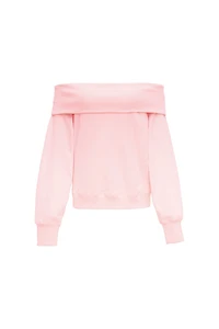 SoftTerry Foldover Off Shoulder Sweatshirt