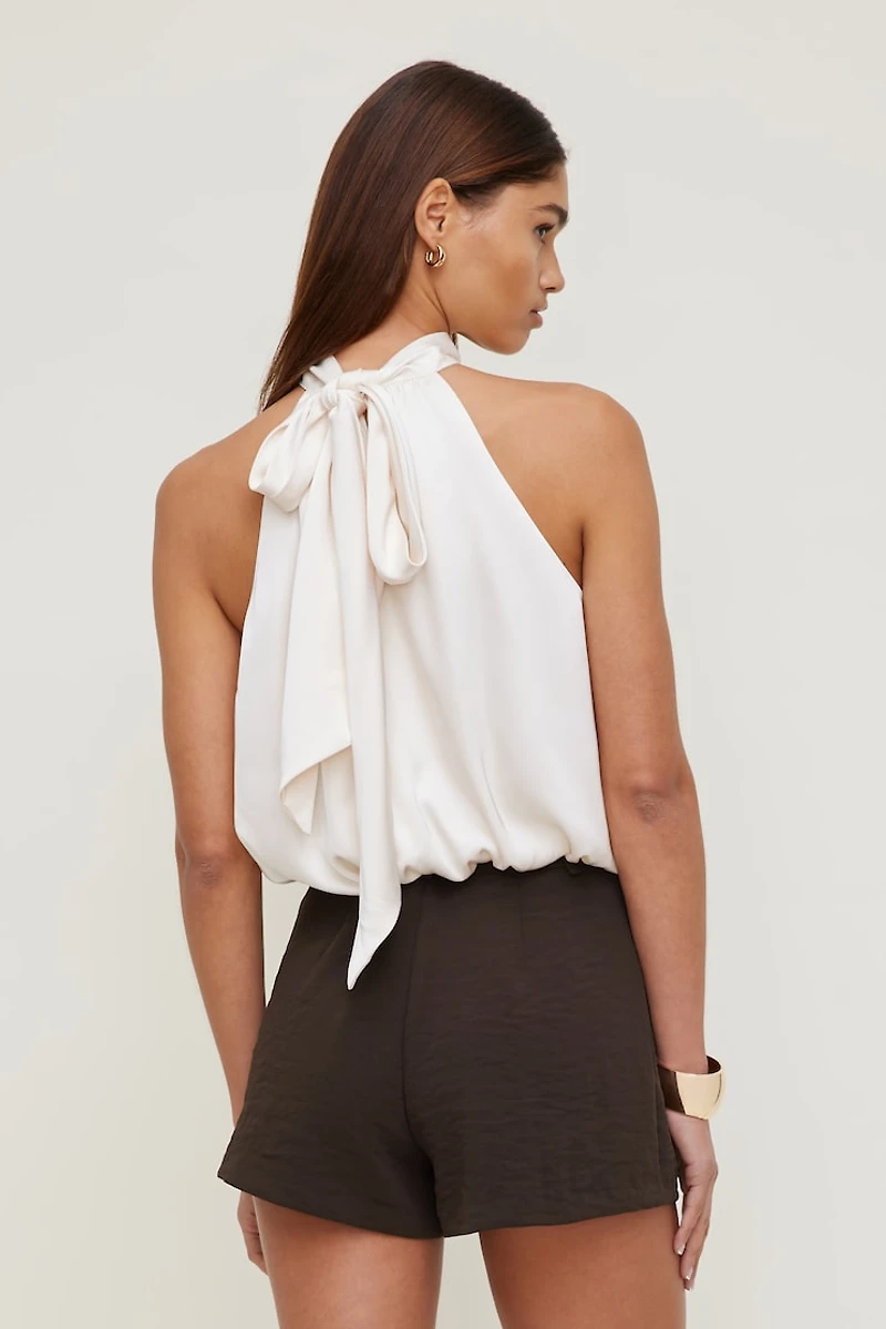 Paloma Bubble Satin Halter Blouse