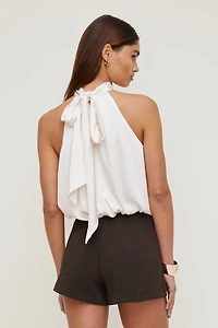 Paloma Bubble Satin Halter Blouse