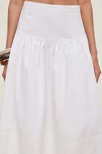 Drop Waist Poplin Midi Skirt