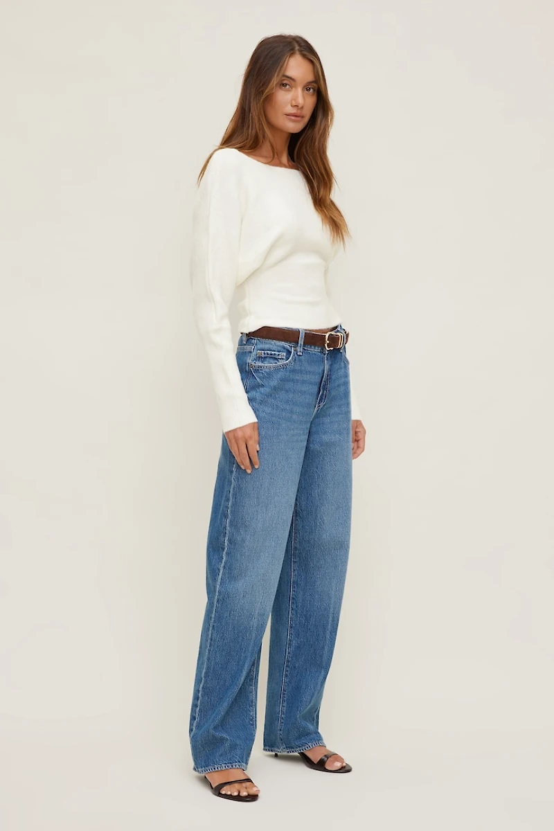 Cinched Boat Neck Sweater