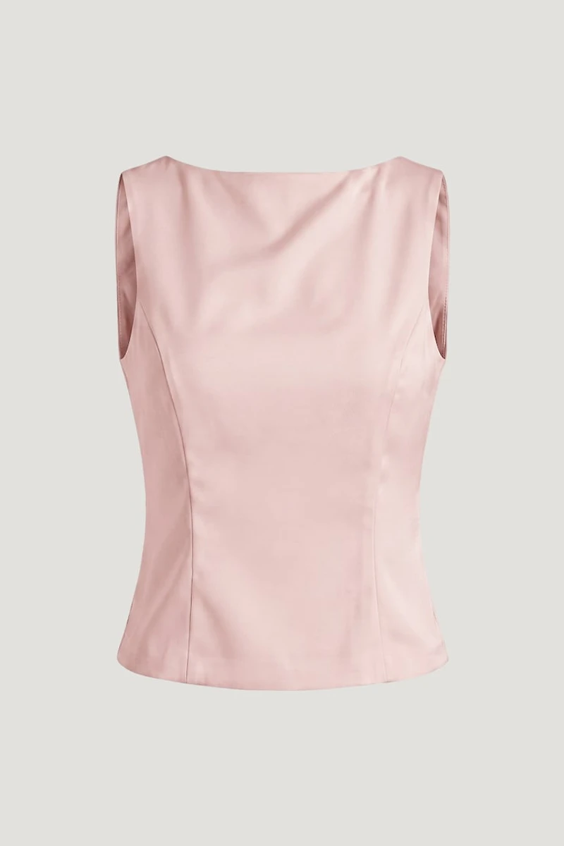 Open Back Satin Tank Top