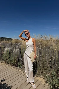 Single Shoulder Satin Top