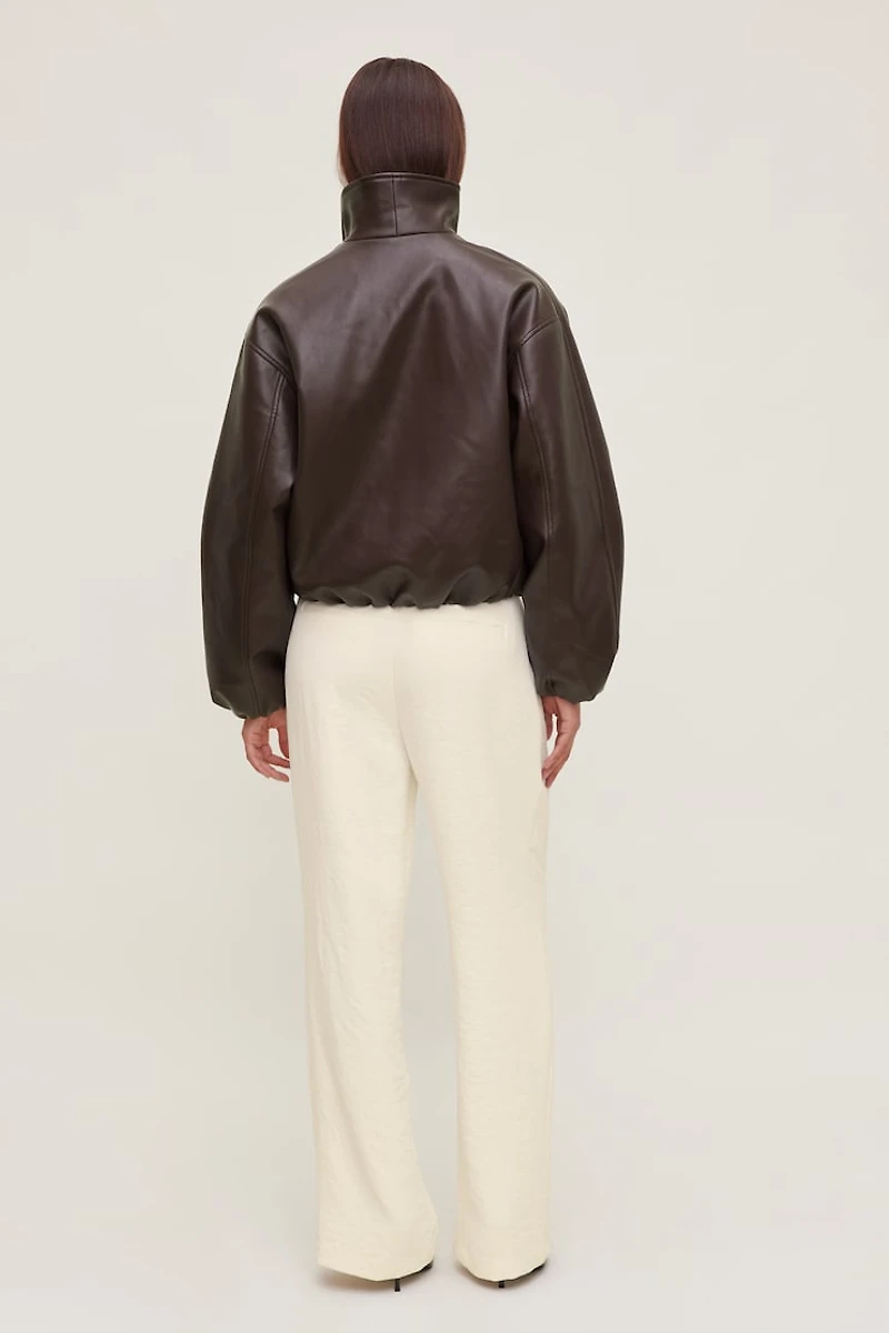Wrap Faux Leather Bomber Jacket