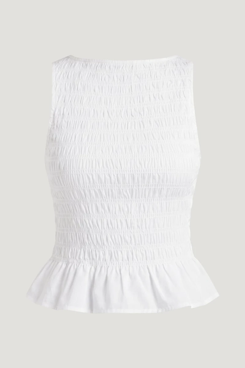 Shirred Poplin Tank Top