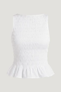 Shirred Poplin Tank Top