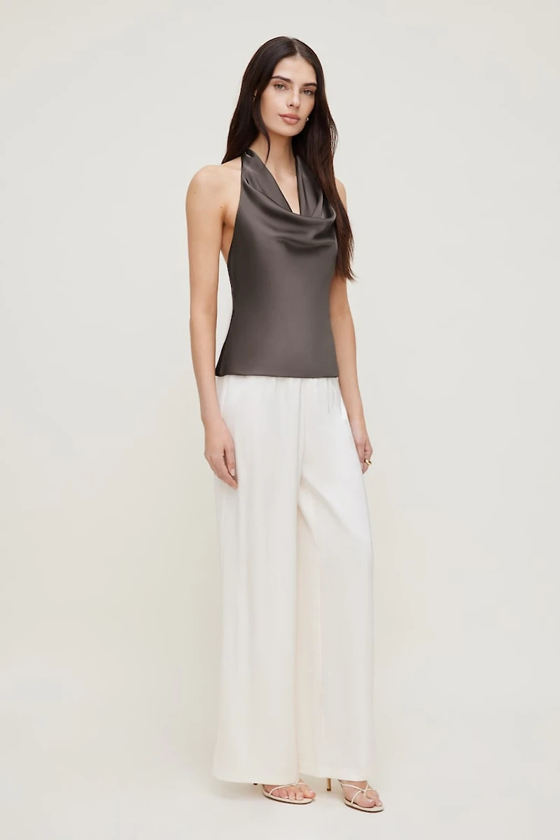 Pantalon en satin à jambe large Leo