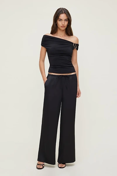 Pantalon en satin à jambe large Leo