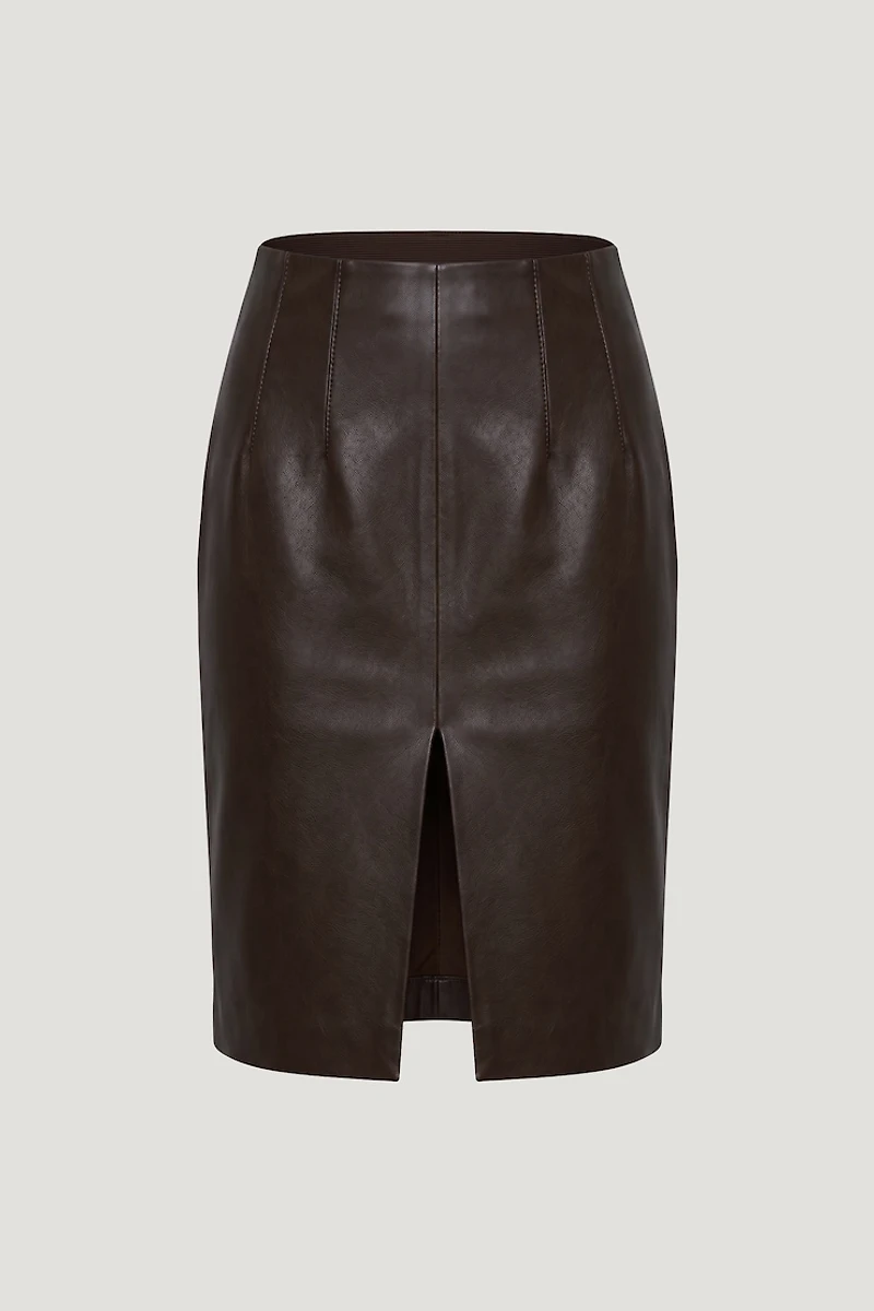 Faux Leather Midi Skirt