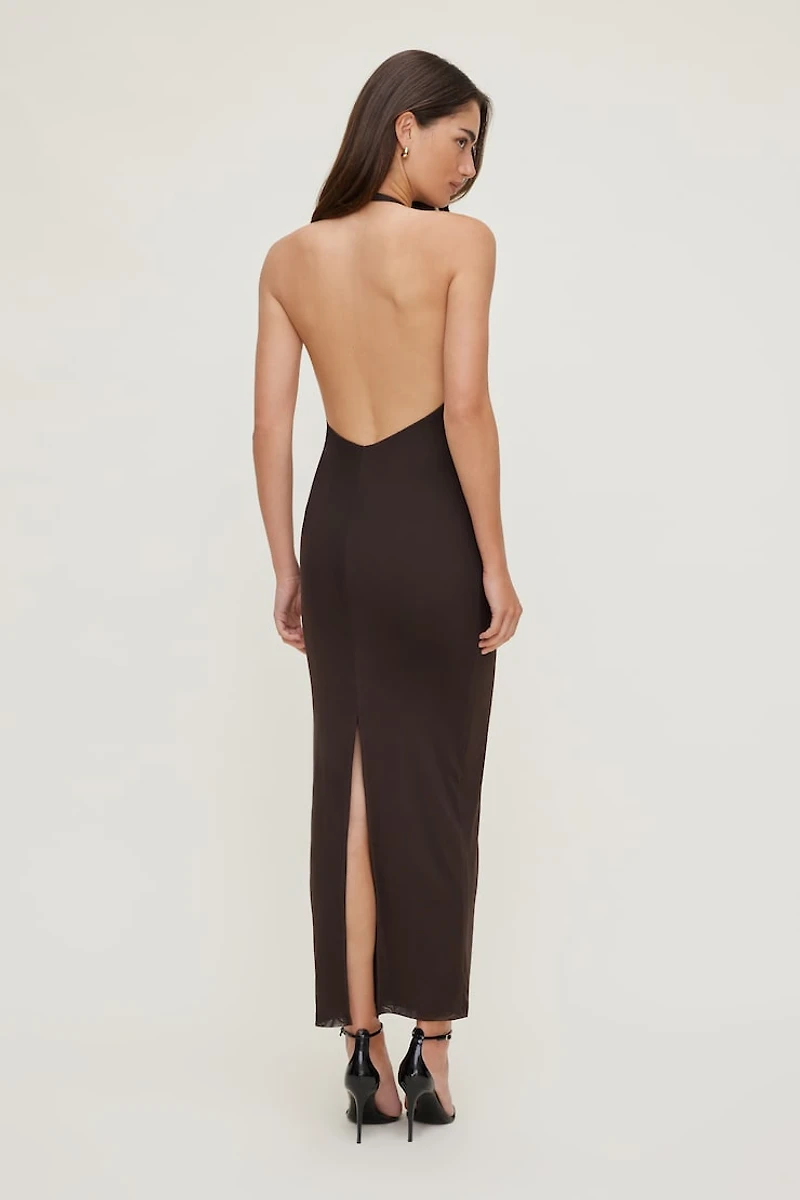 Reia Halter Mesh Maxi Dress
