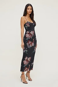 Robe maxi en maille fleurie