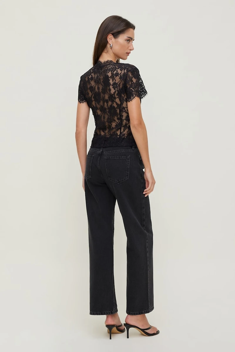 Lace Short Sleeve Blouse