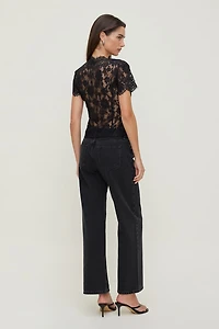 Lace Short Sleeve Blouse