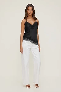 Cassie Asymmetric Lace Satin Cami