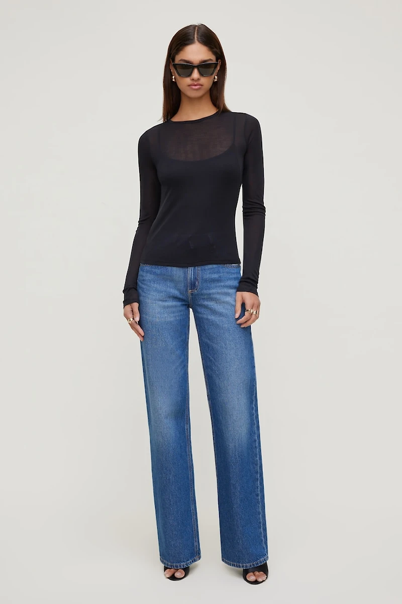 Sheer Layered Cami and Long Sleeve T Shirt