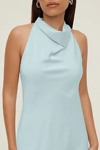 Asymmetric Satin Maxi Dress
