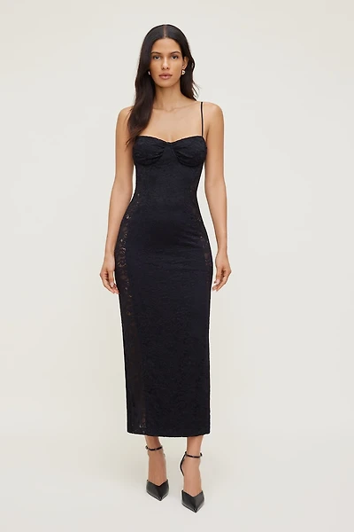 Robe maxi en dentelle diaphane sur les côtés