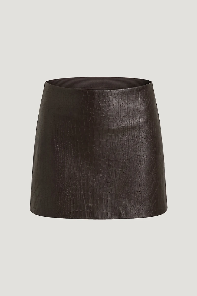 Stacie Croc Faux Leather Mini Skort