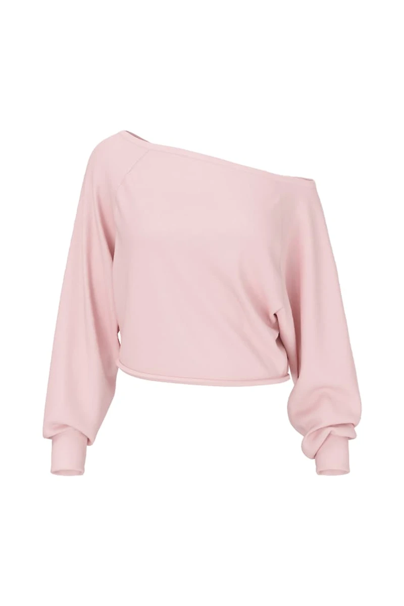 SoftTerry™ Raw-Edge Off Shoulder Sweatshirt