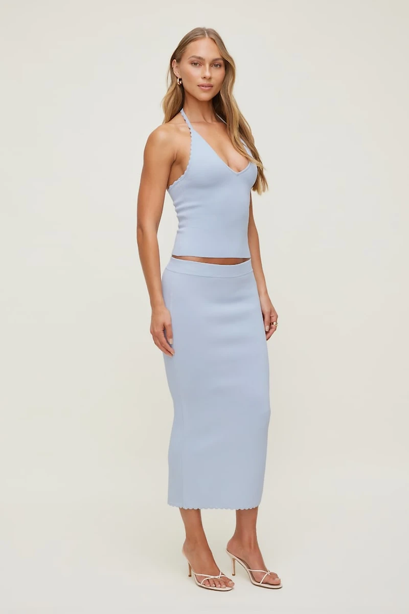 Scallop Trim Sweater Halter Top