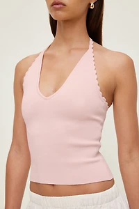 Scallop Trim Sweater Halter Top