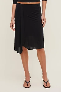 Asymmetric Draped Midi Skirt
