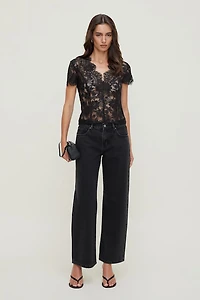 Lace Short Sleeve Blouse