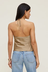 Satin Wrap Halter Top