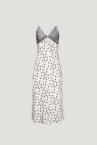 Lace Trim Satin Midi Dress