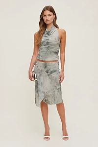 Asymmetric Draped Midi Skirt