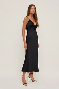 Lace Satin Maxi Dress