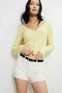 Ceinture mince en faux cuir à boucle carrée et arrondie