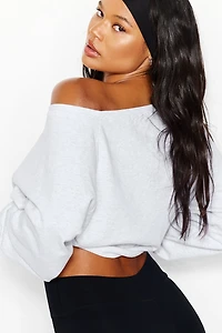 SoftTerry™ Raw-Edge Off Shoulder Sweatshirt