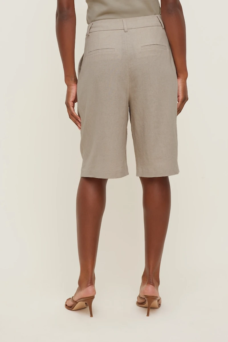 Bermuda à taille haute en lin