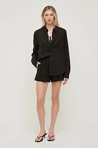 Short à taille haute en lin