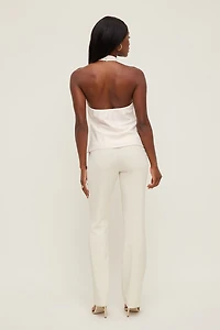 Pantalon ajusté à jambe droite taille haute
