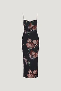 Robe maxi en maille fleurie