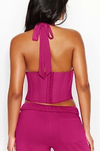 Plunge Halter Mesh Corset Top