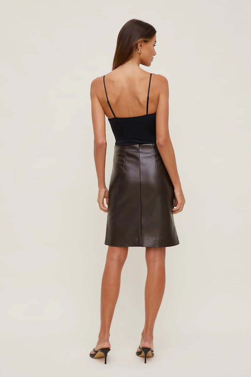 Faux Leather Midi Skirt