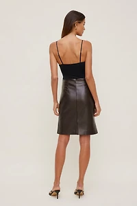 Faux Leather Midi Skirt