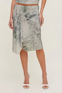 Asymmetric Draped Midi Skirt