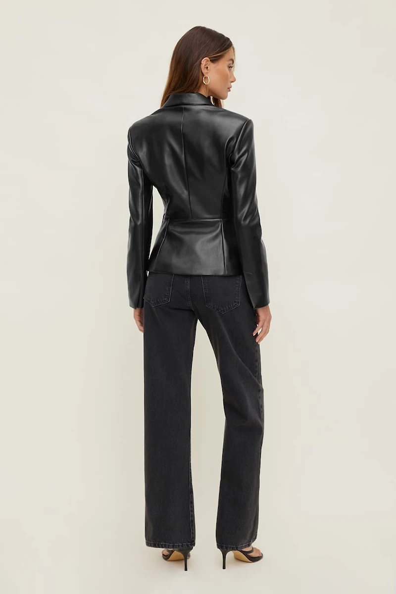 Veston ajusté en faux cuir