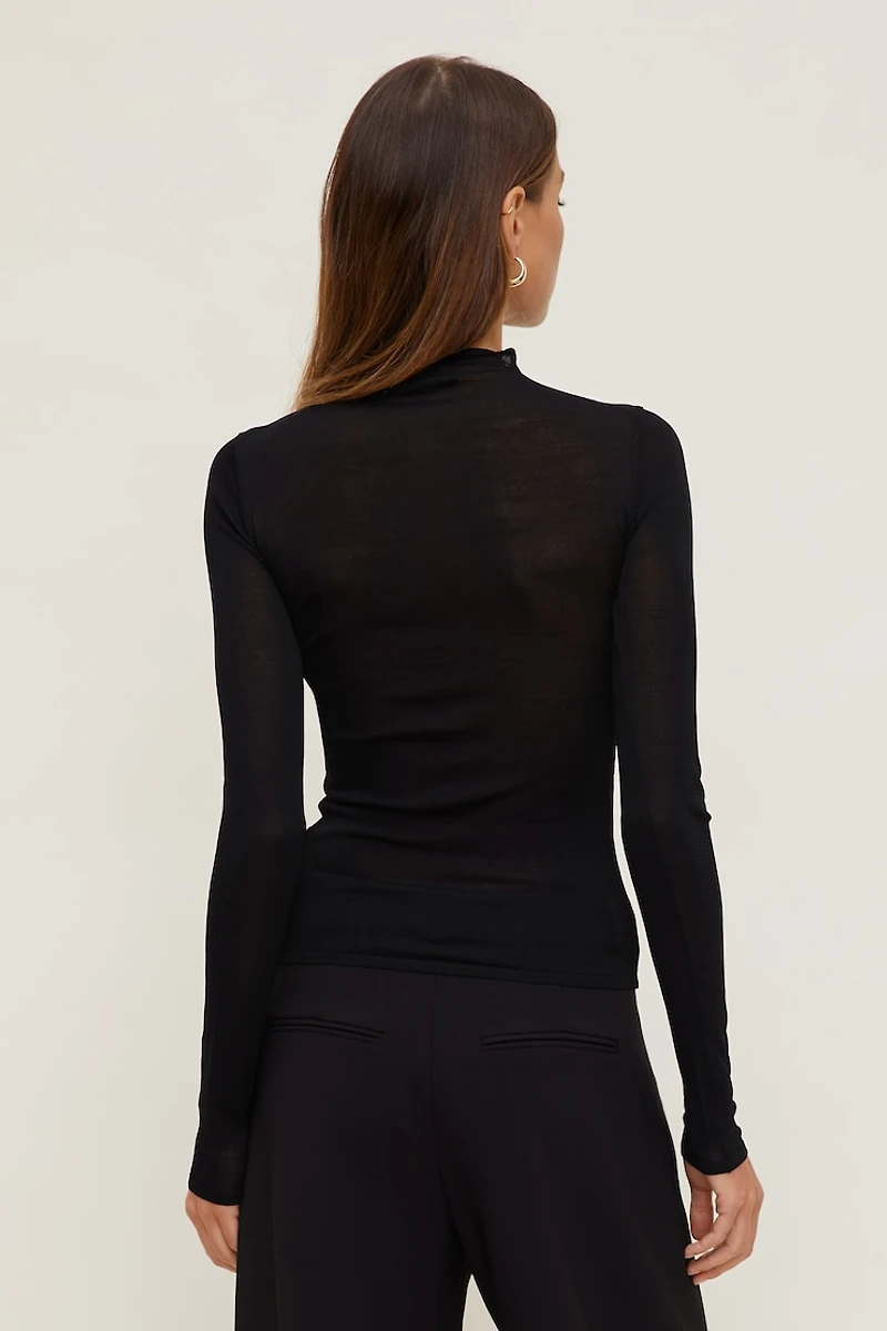Sheer Mock Neck Sweater