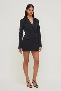 Chrishelle Satin Blazer Romper Mini Dress
