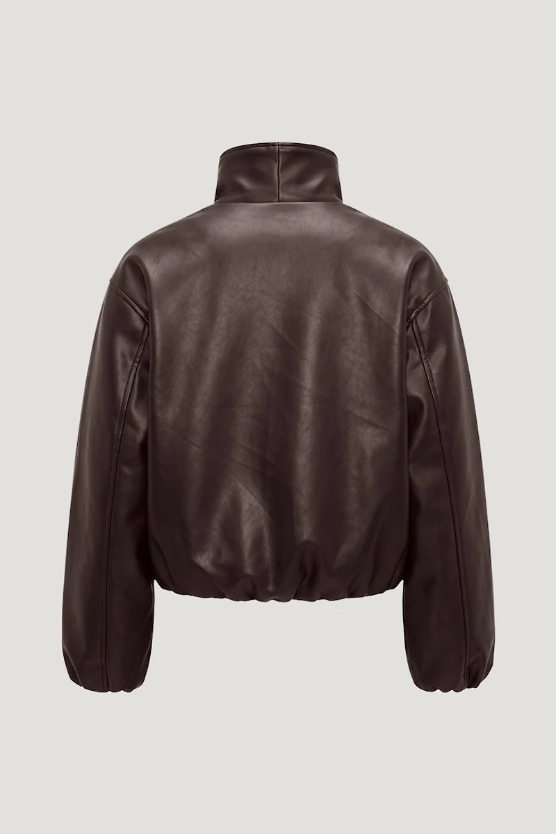 Wrap Faux Leather Bomber Jacket